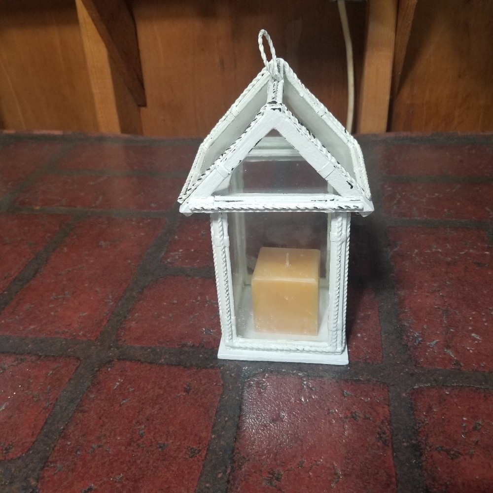 Wood and glass candle holder